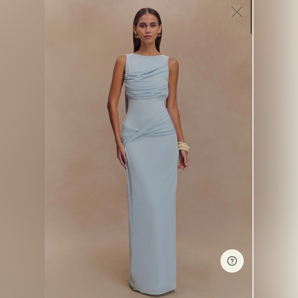 Meshki Henley
Slinky Drape Maxi Dress - Pale Blue